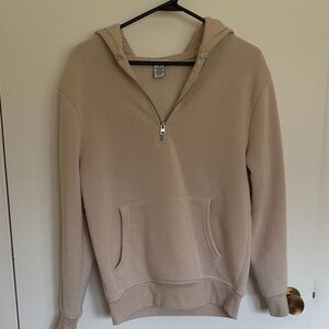 Women's Half-Zip Hoodie Pullover in Light Beige